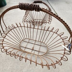 Elegant Brown Wire Basket with Vintage Accents